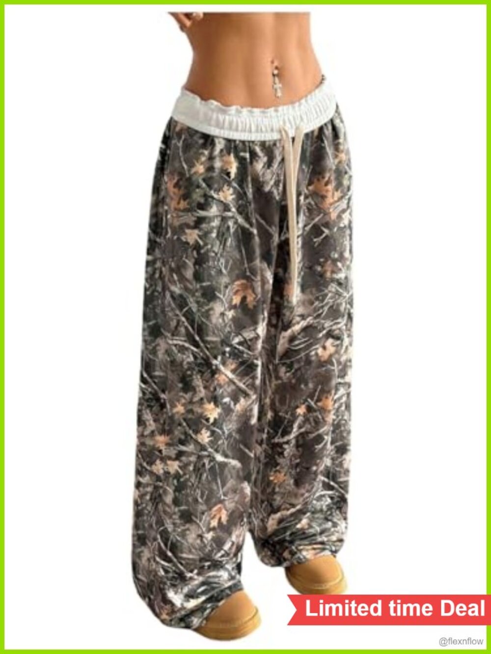 Wide Leg Baggy Sweatpants Camo Drawstring Pull On Casual Trousers